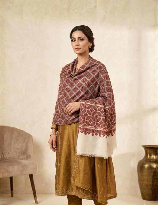 Pashmina Sozni Jamawar Multi-Colour Embroidered Shawl