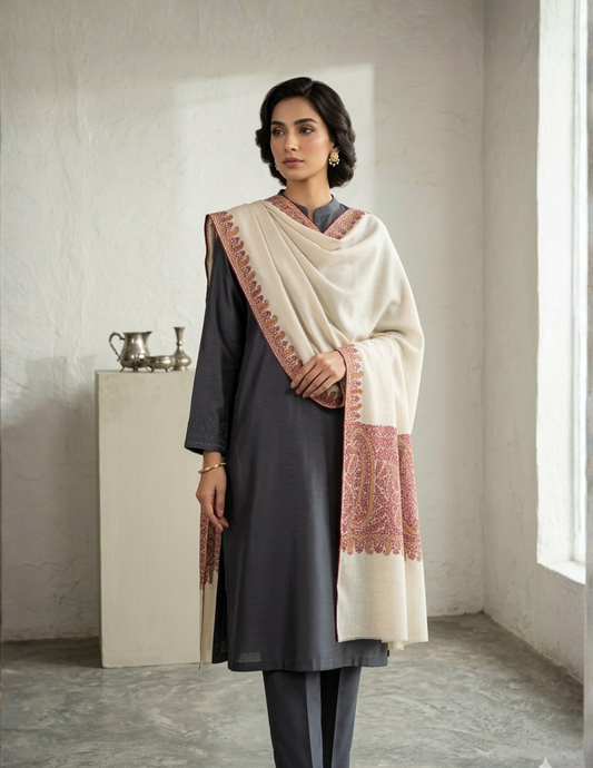 Pashmina Sozni Palla Design with Tilla Touch Shawl