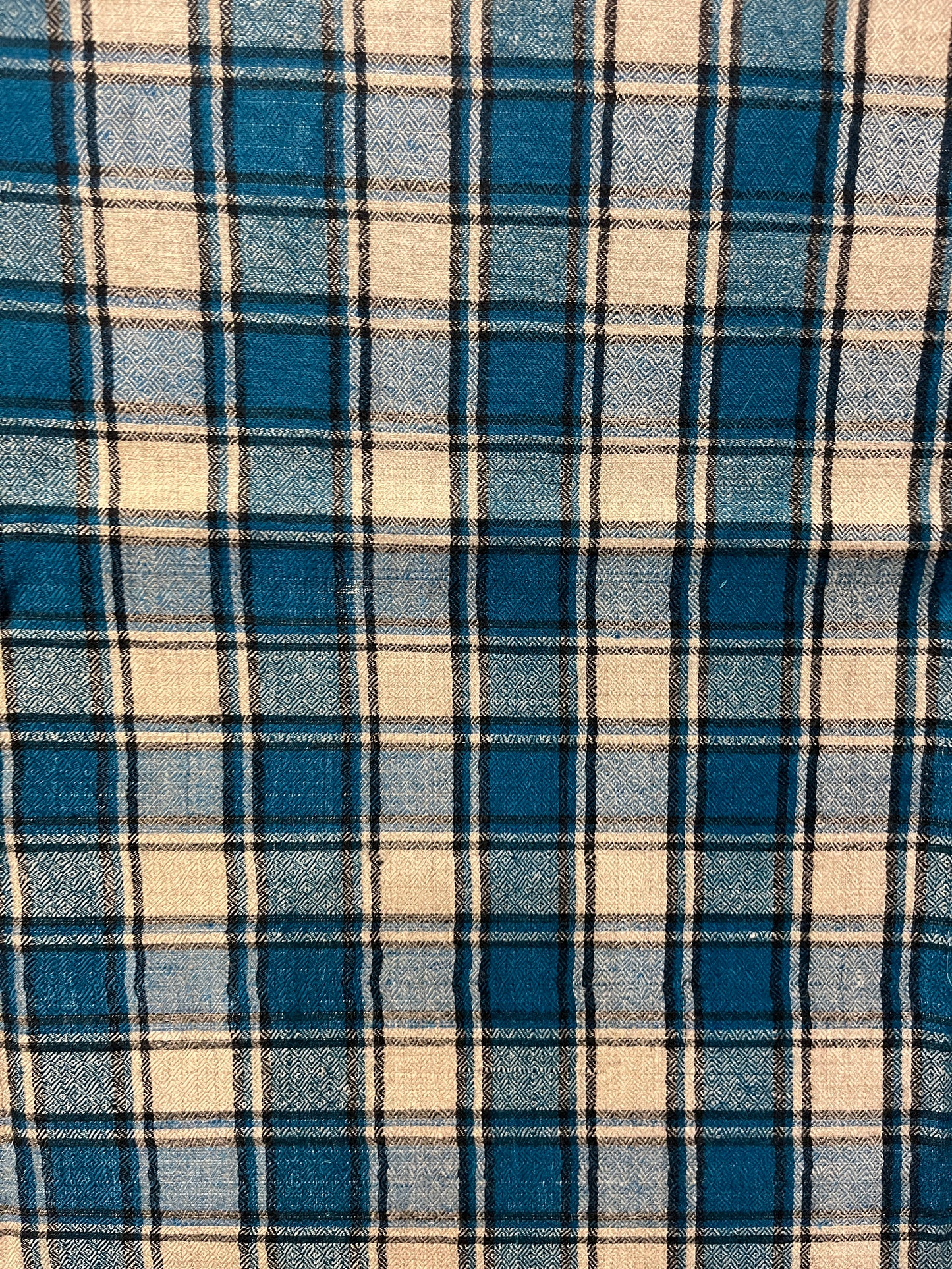Pashmina Sea Green Checkered Handwoven Shawl