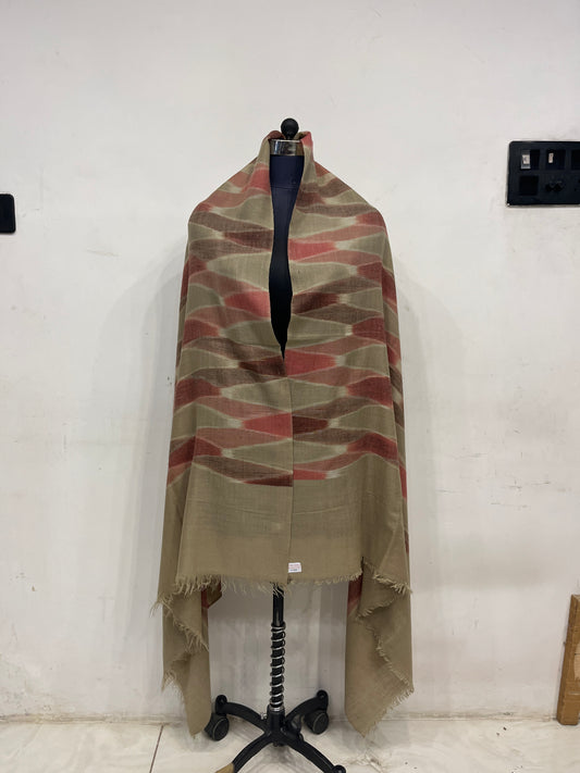 Pashmina Ikat Pattern Checkered Handwoven Shawl