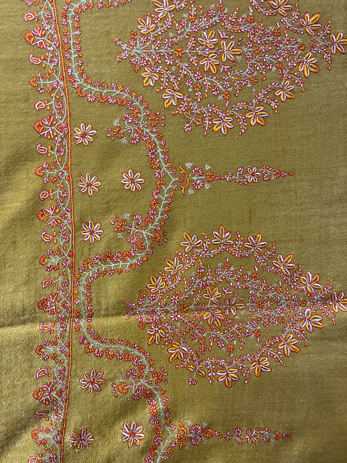Pashmina Olive Green Royal Embroidery Shawl