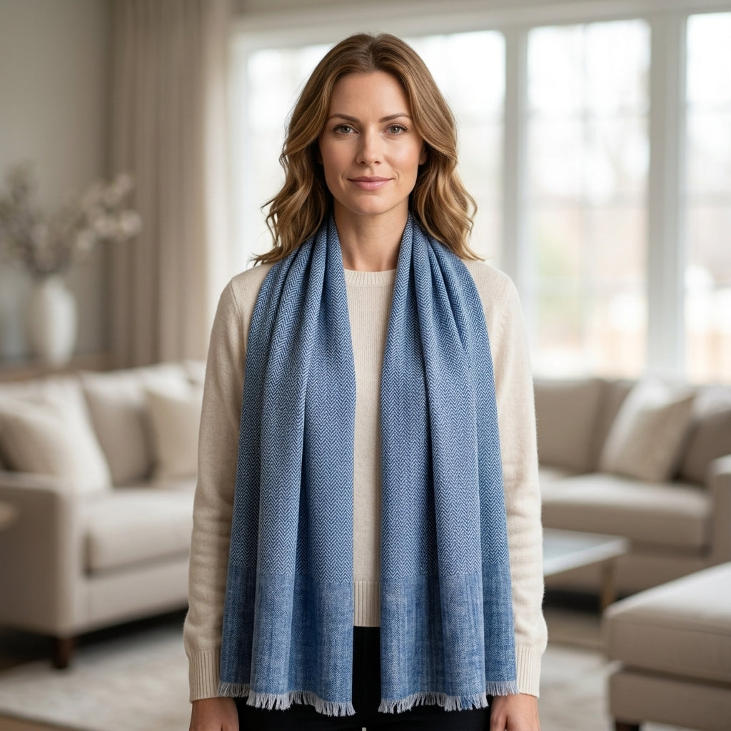 Pashmina Ocean Blue Premium Handwoven Stole