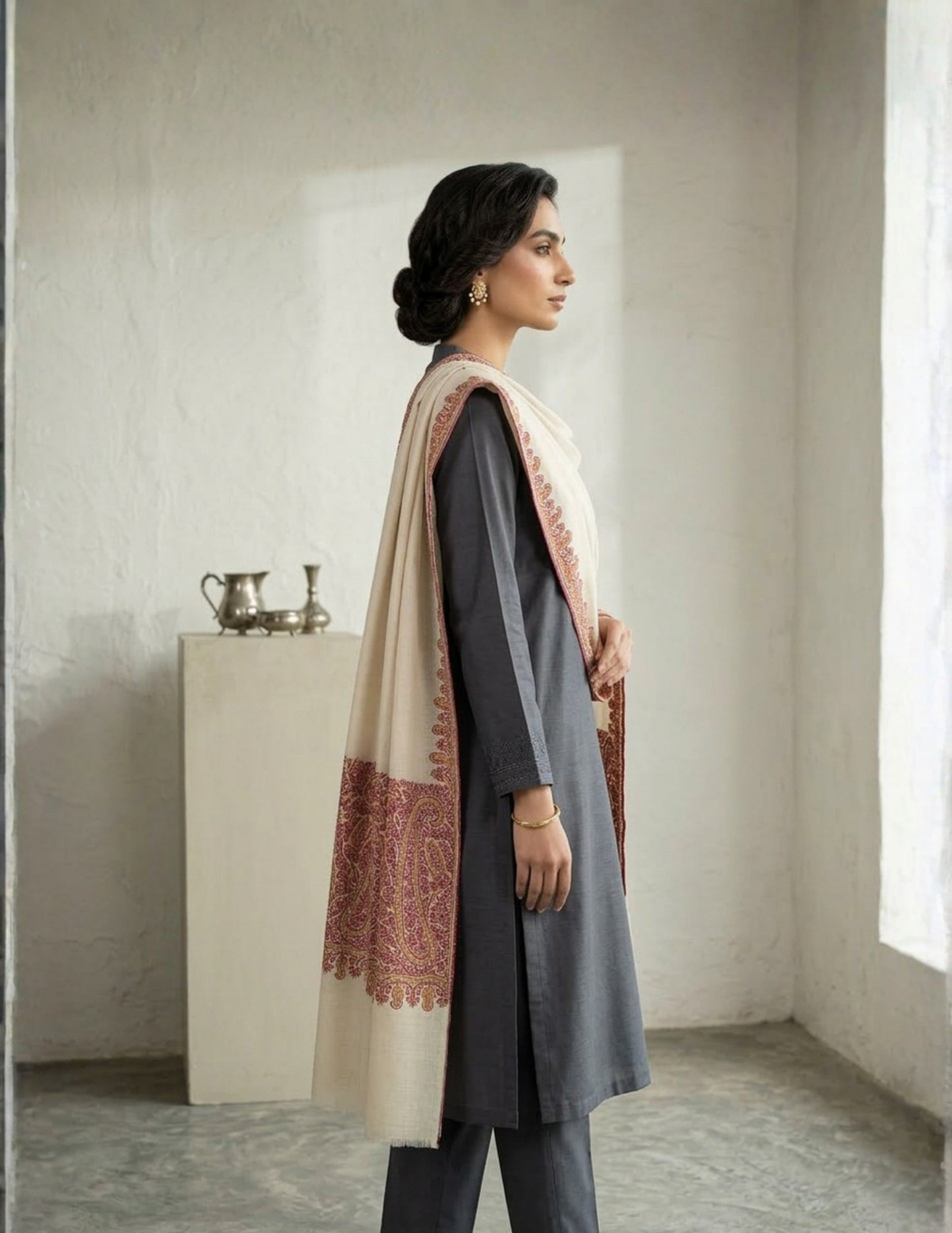 Pashmina Sozni Palla Design with Tilla Touch Shawl