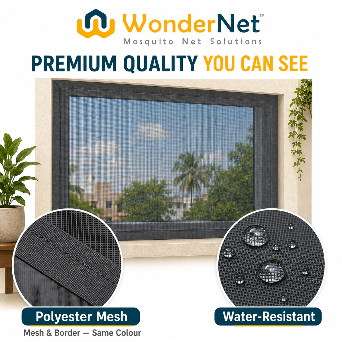 WonderNet Velcro Mosquito Net for Windows – Custom Size, Washable