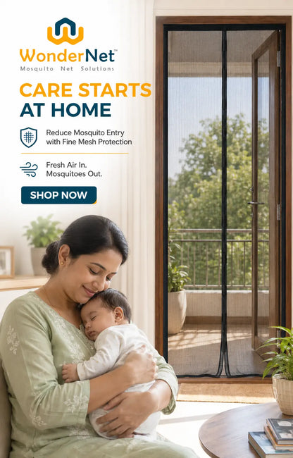 WonderNet Magnetic Mosquito Net for Doors - Automatic Self-Closing Mesh Curtain