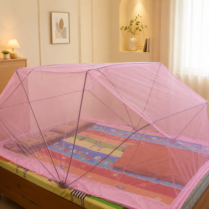 WonderNet Pop-Up Mosquito Net for Double Bed | Foldable King/Queen Size Tent (Washable)