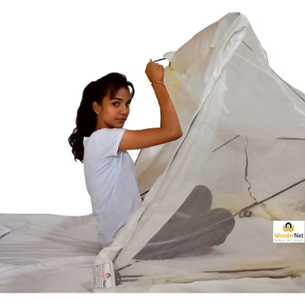 WonderNet Pop-Up Mosquito Net for Double Bed | Foldable King/Queen Size Tent (Washable)