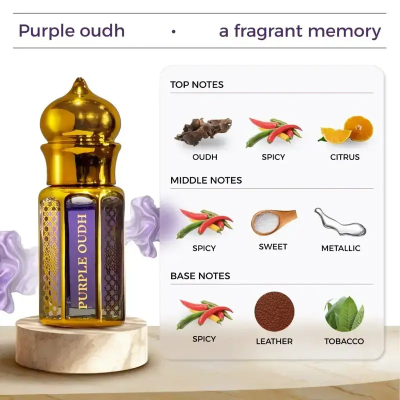 Zuhur AL Oasis Purple Oudh Non Alcoholic Unisex Attar 6 ML