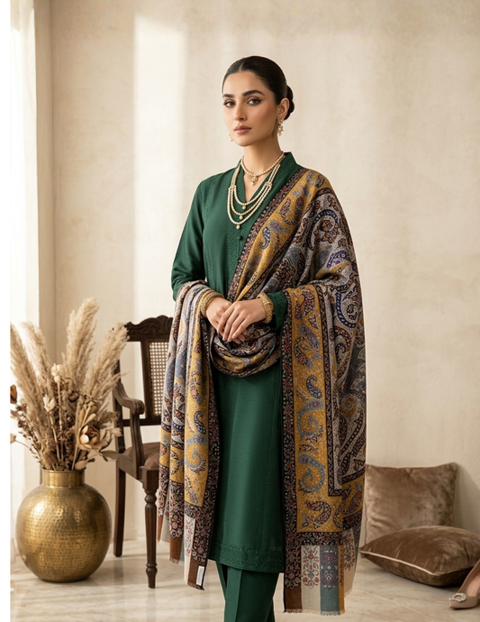 Pashmina Kalamkari Multi-Embroidery Shawl