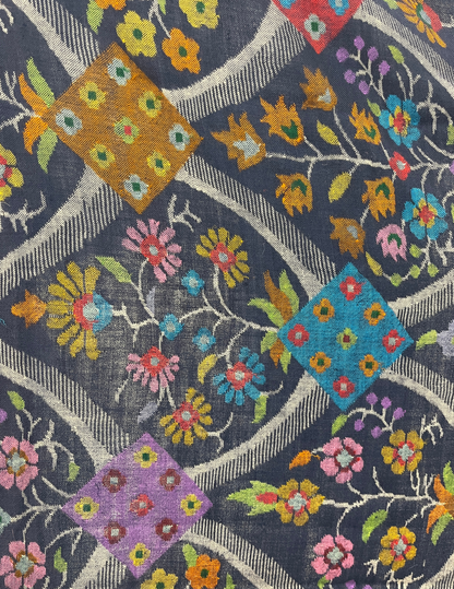 Pashmina Kani Jamawar Blue Base — GI Certified