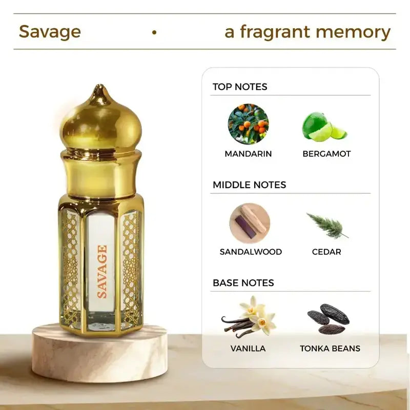 Zuhur AL Oasis Savage Non Alcoholic Unisex Attar 6 ML