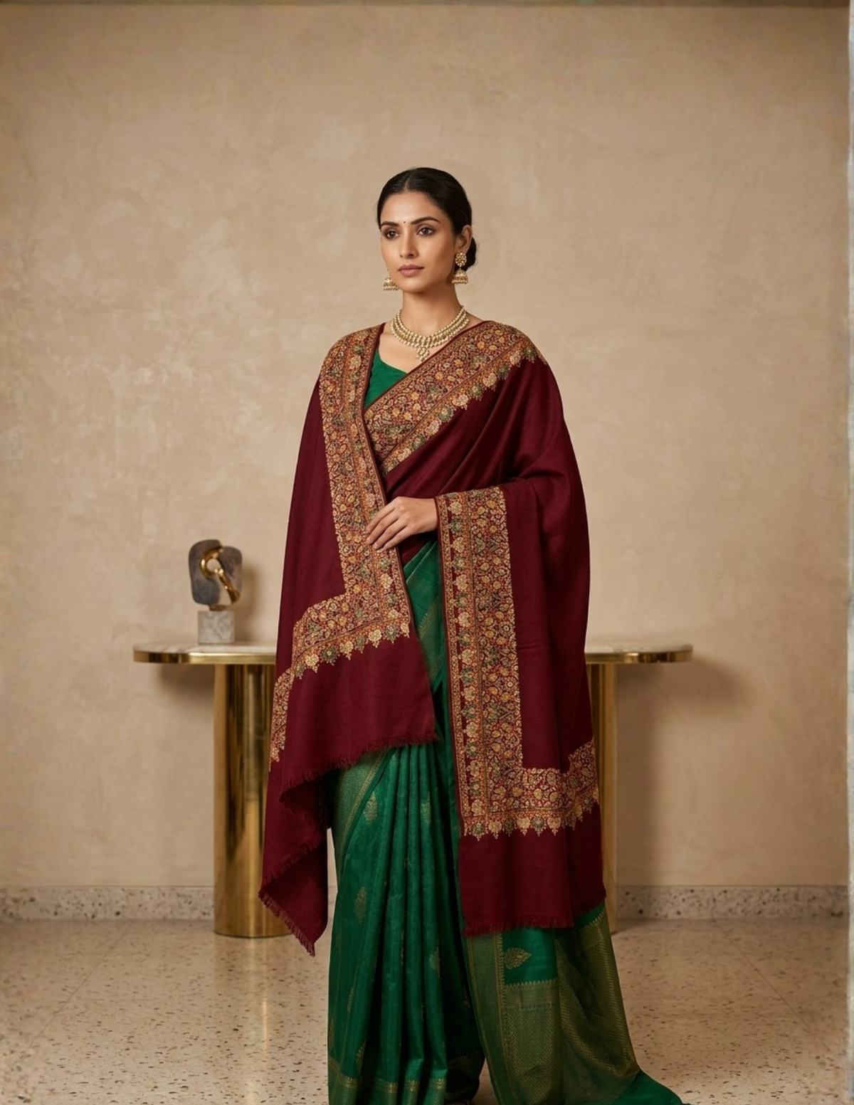 Pashmina Sozni Papier Mâché Dourdar — GI Certified