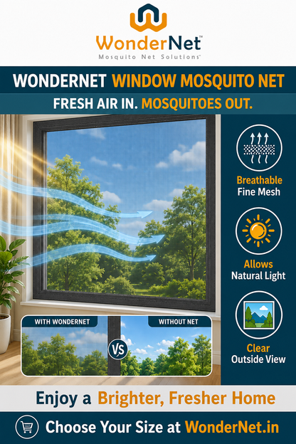 WonderNet Velcro Mosquito Net for Windows – Custom Size, Washable