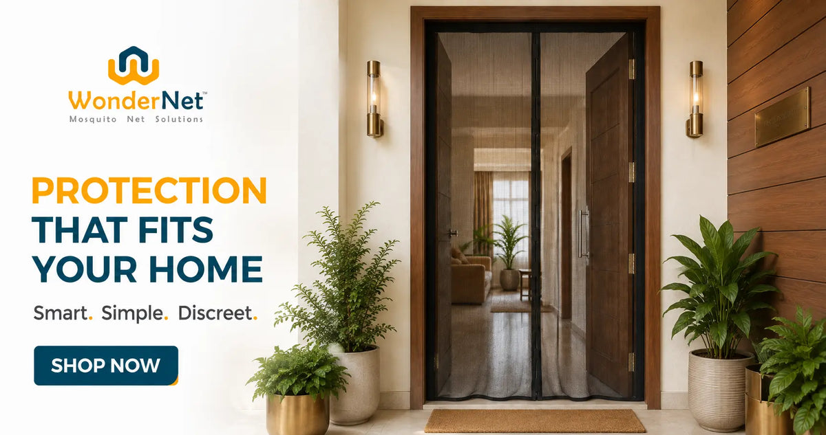 WonderNet Magnetic Mosquito Net for Doors - Automatic Self-Closing Mesh Curtain