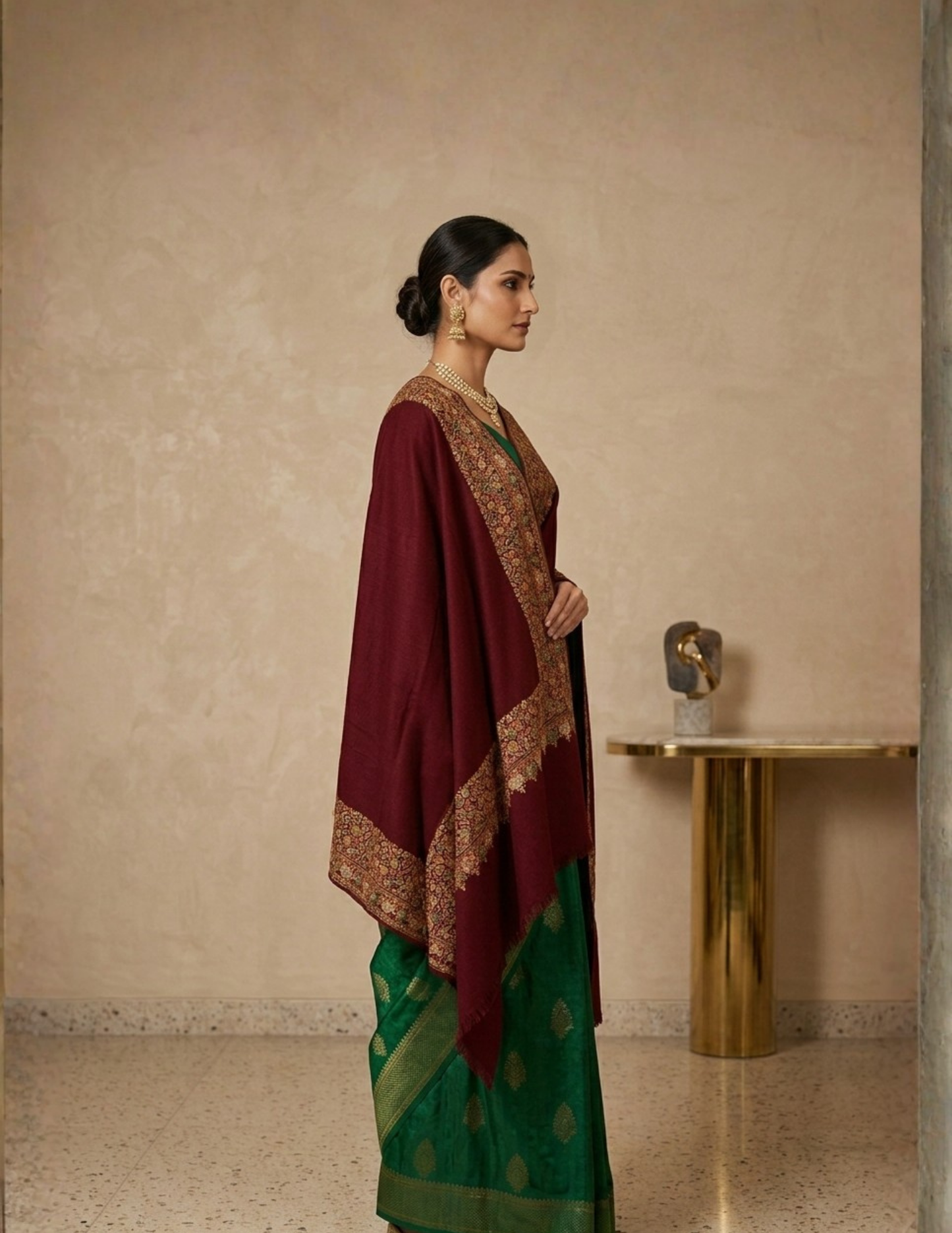 Pashmina Sozni Papier Mâché Dourdar — GI Certified