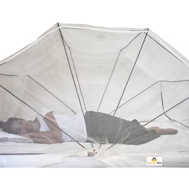 WonderNet Pop-Up Mosquito Net for Double Bed | Foldable King/Queen Size Tent (Washable)