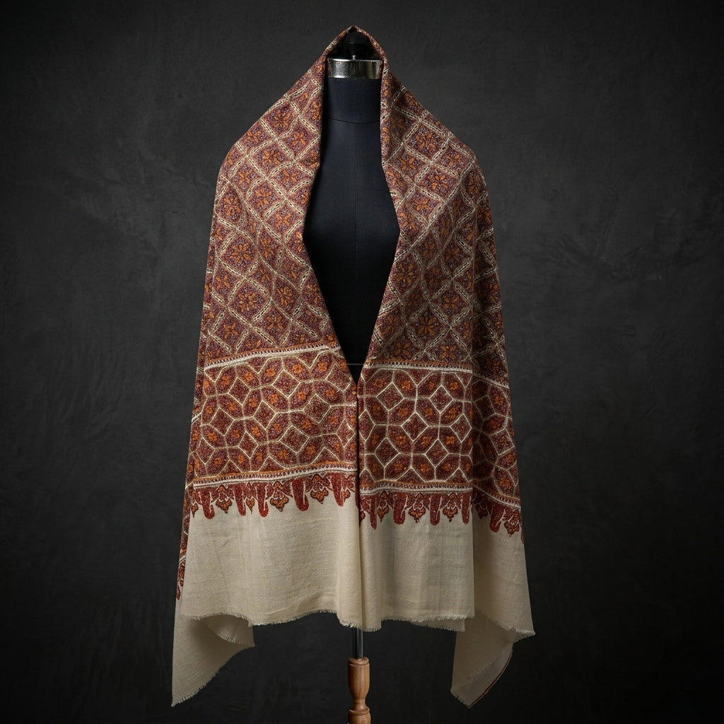 Pashmina Sozni Jamawar Multi-Colour Embroidered Shawl
