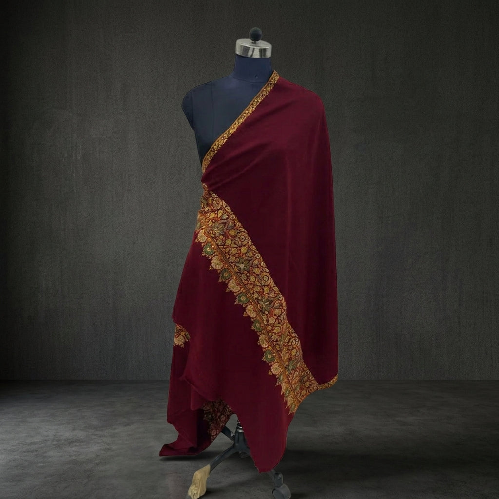 Pashmina Sozni Papier Mâché Dourdar — GI Certified