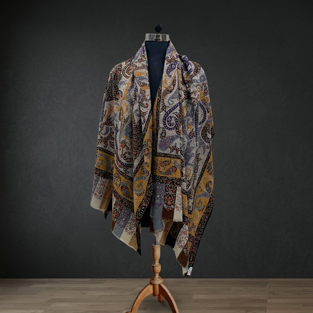 Pashmina Kalamkari Multi-Embroidery Shawl