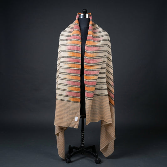 Pashmina Stripe with Ikat Pattern & Zari Touch Shawl