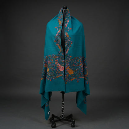 Pashmina Sozni Peacock Papier Mâché Border Shawl