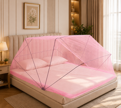 Pop-Up Mosquito Net for Double Bed | Foldable King/Queen Size Tent (Washable)