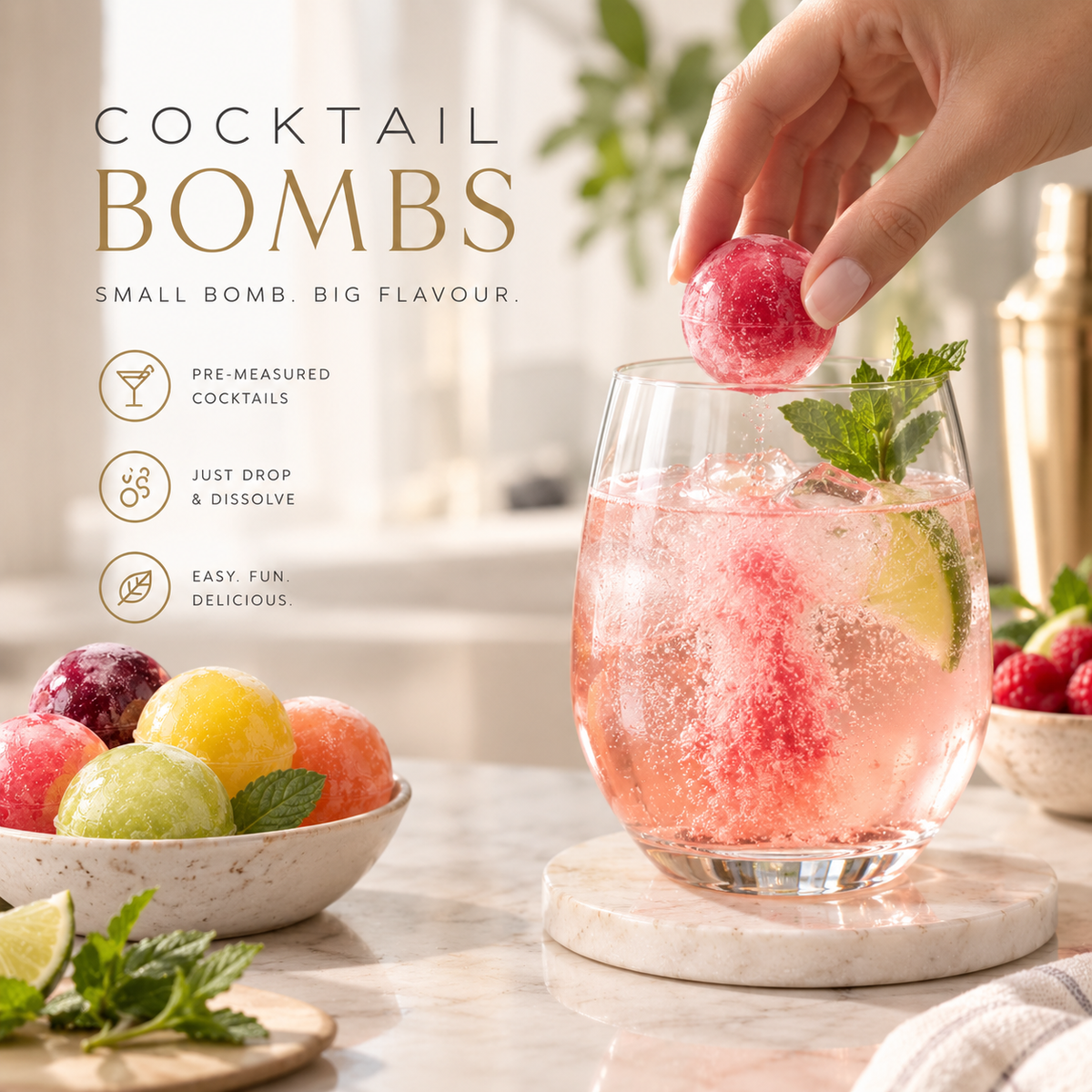Lychee Lush Cocktail Bomb  – Floral, Lightly Sweet Fizzy Drink Bomb