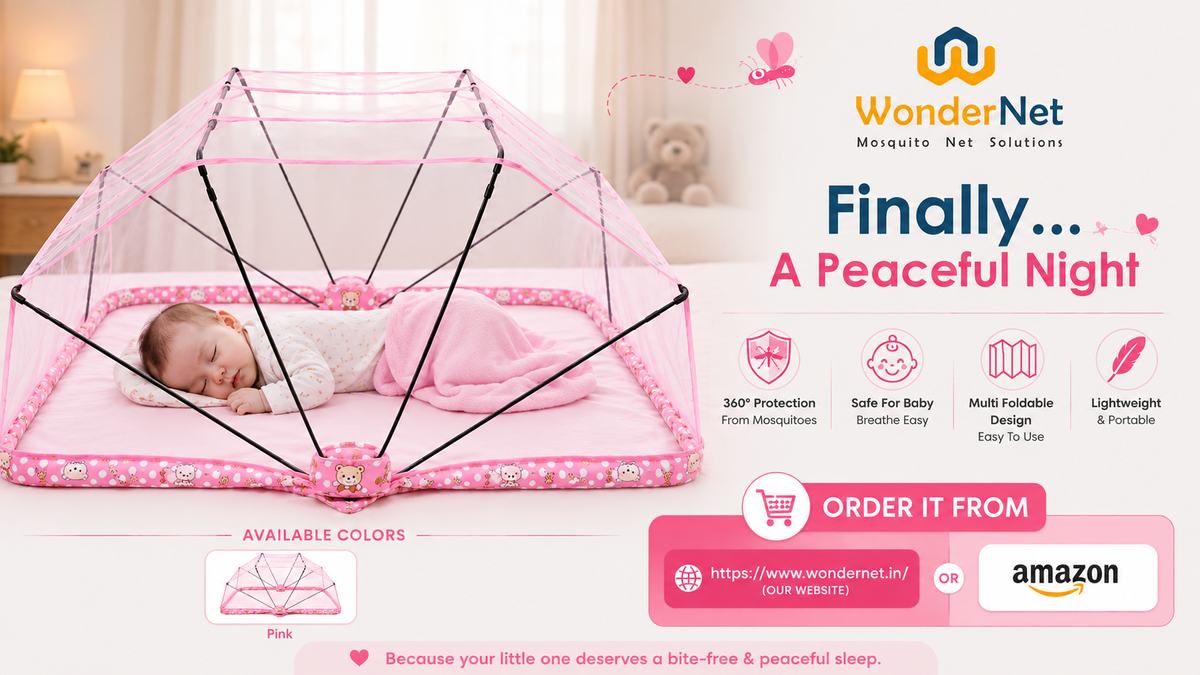 WonderNet Foldable Baby Mosquito Net for Bed – Newborn to 4 Years