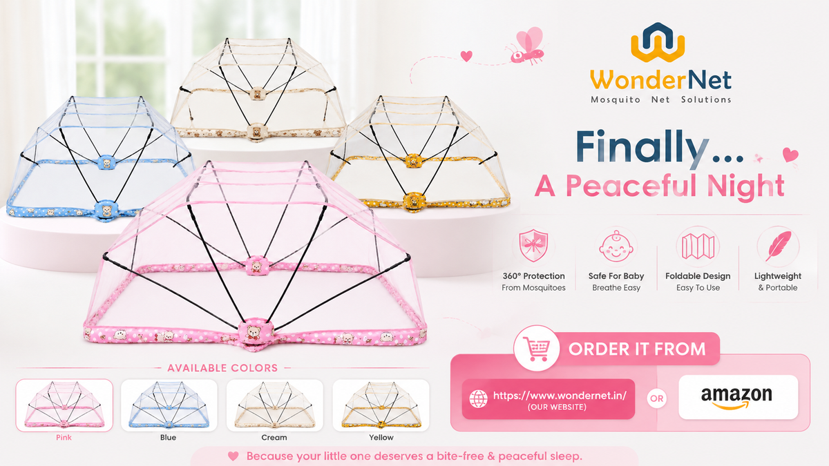 WonderNet Foldable Baby Mosquito Net for Bed – Newborn to 4 Years
