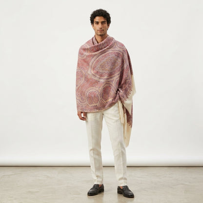 Lavender Jama Pashmina Shawl — All-Over Paisley Weave