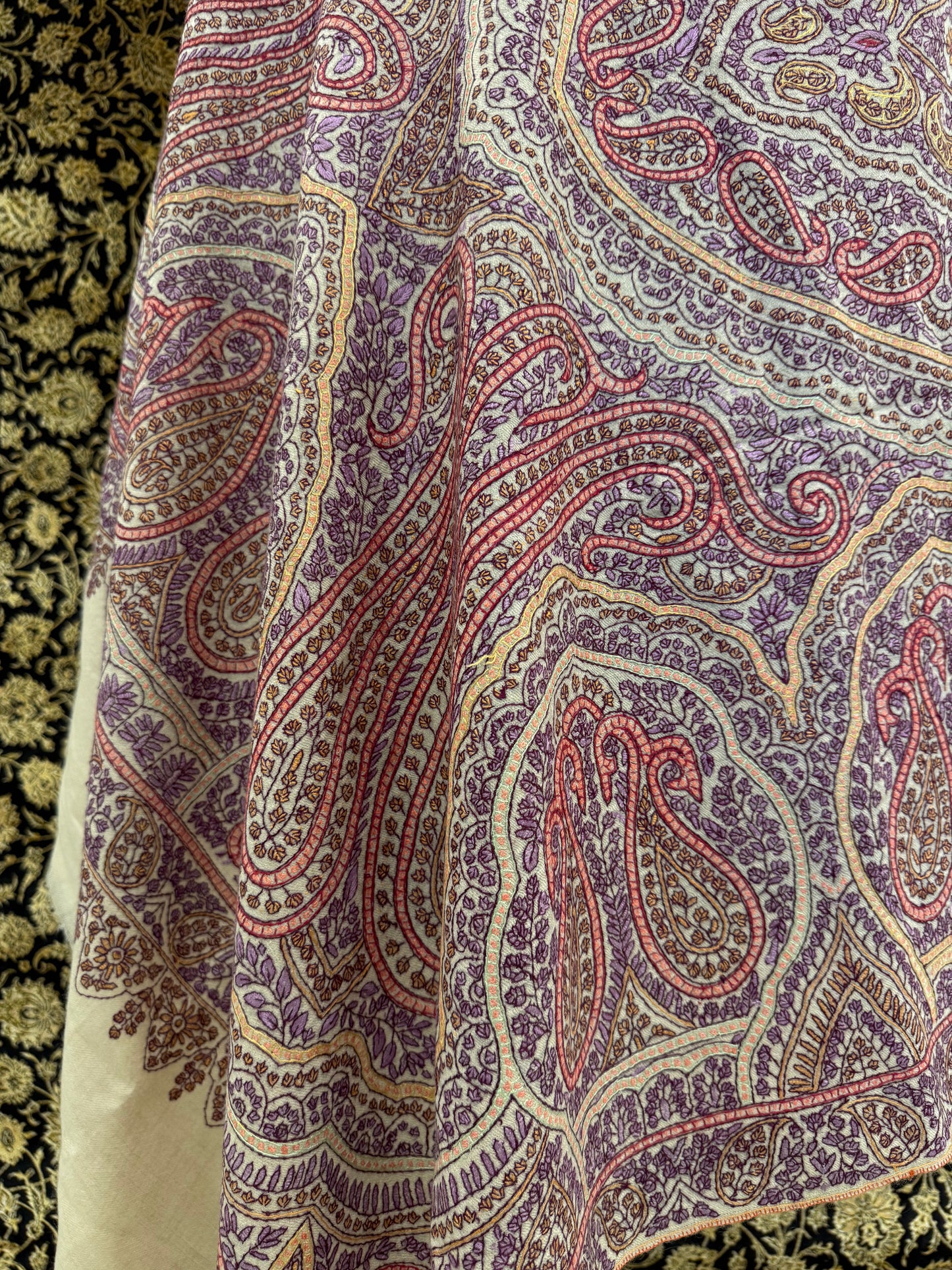Lavender Jama Pashmina Shawl — All-Over Paisley Weave