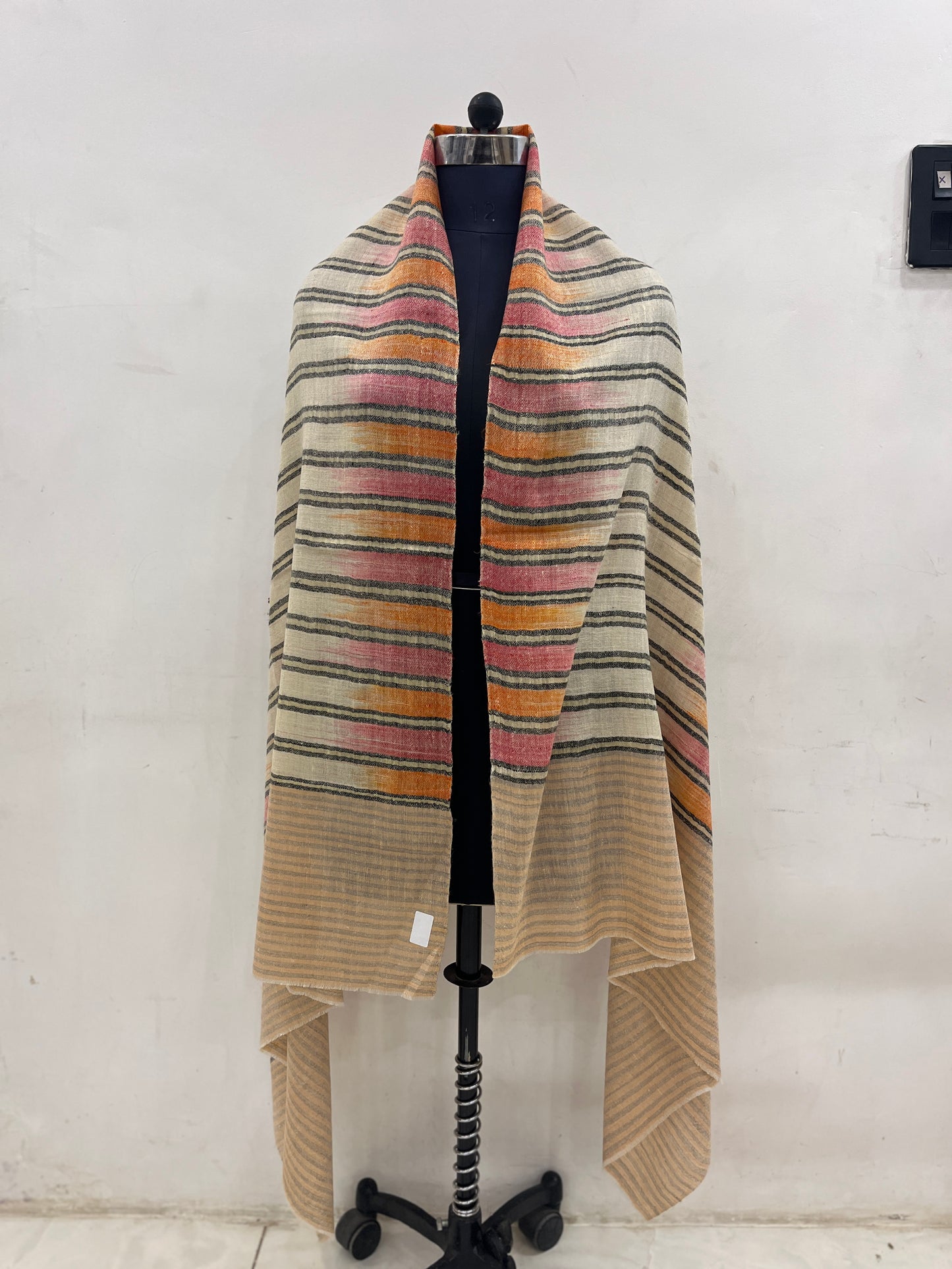 Pashmina Stripe with Ikat Pattern & Zari Touch Shawl