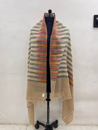 Pashmina Stripe with Ikat Pattern & Zari Touch Shawl