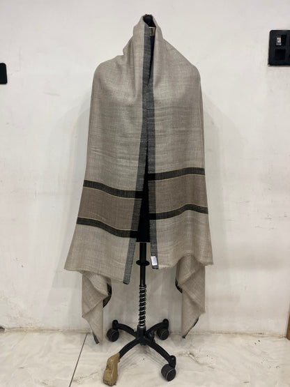Pashmina Grey & Ivory Bold Stripe Shawl