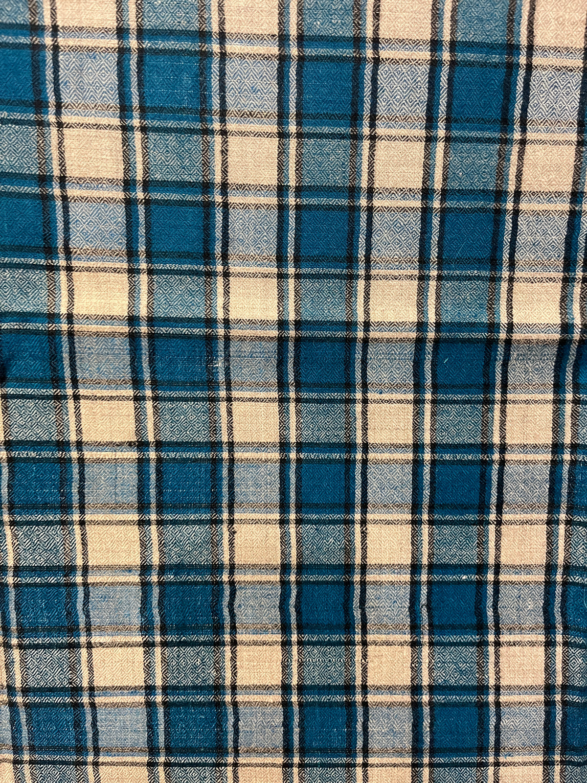 Pashmina Sea Green Checkered Handwoven Shawl