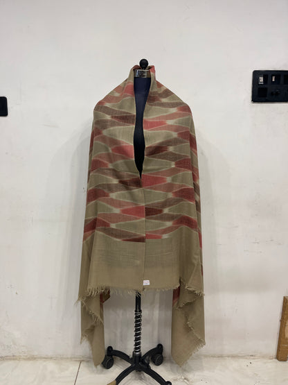 Pashmina Ikat Pattern Checkered Handwoven Shawl