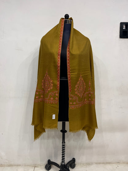 Pashmina Olive Green Royal Embroidery Shawl