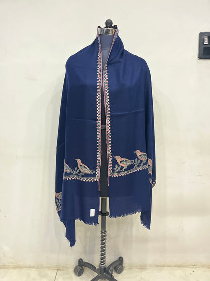 Pashmina Blue Plain Handwoven Stole — Premium
