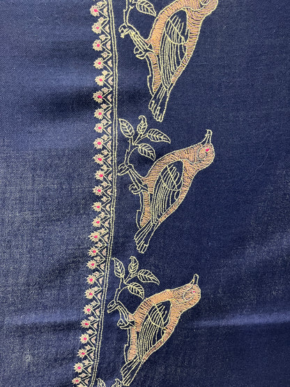 Pashmina Blue Plain Handwoven Stole — Premium