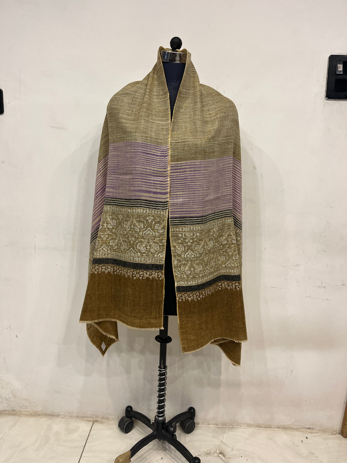 Pashmina Designer Stole — Ikat Pattern Ground