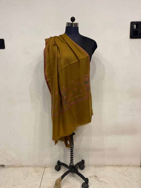Pashmina Mustard Palla Design Handwoven Stole