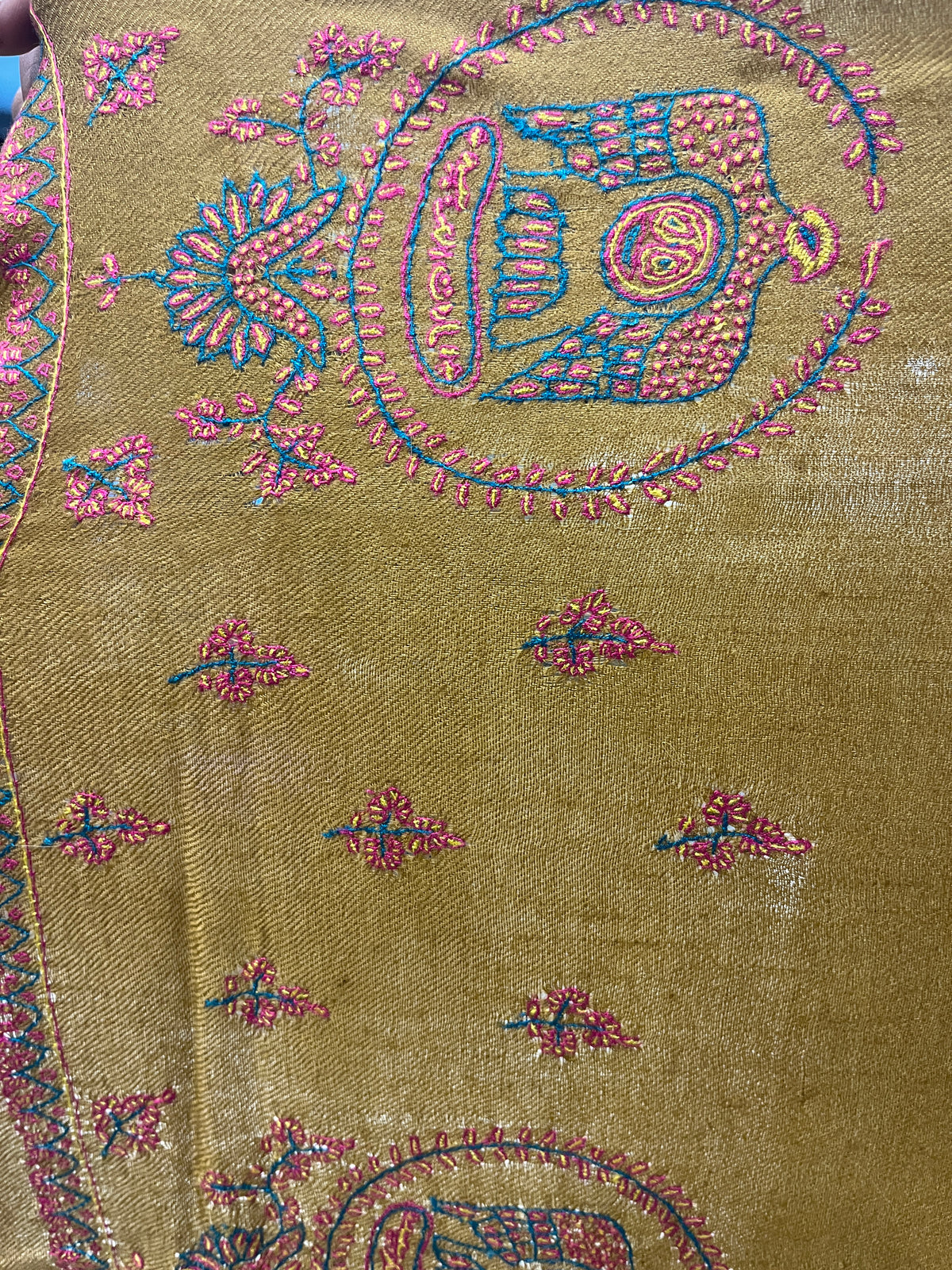 Pashmina Mustard Palla Design Handwoven Stole