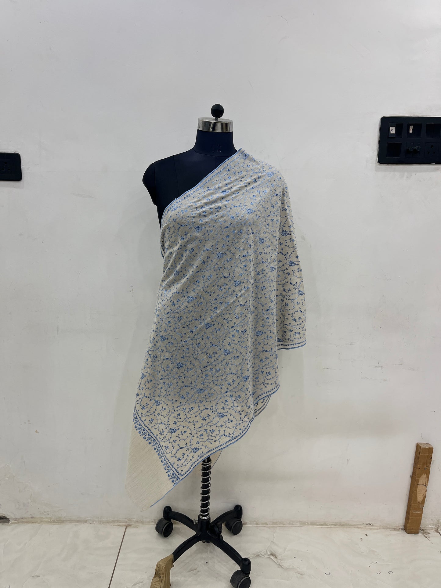 Pashmina Designer Stole — Ikat Pattern Ground
