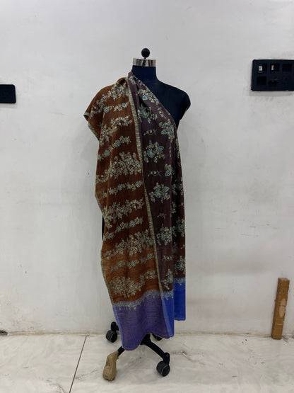 Pashmina Wine & Blue Handwoven Designer Stole