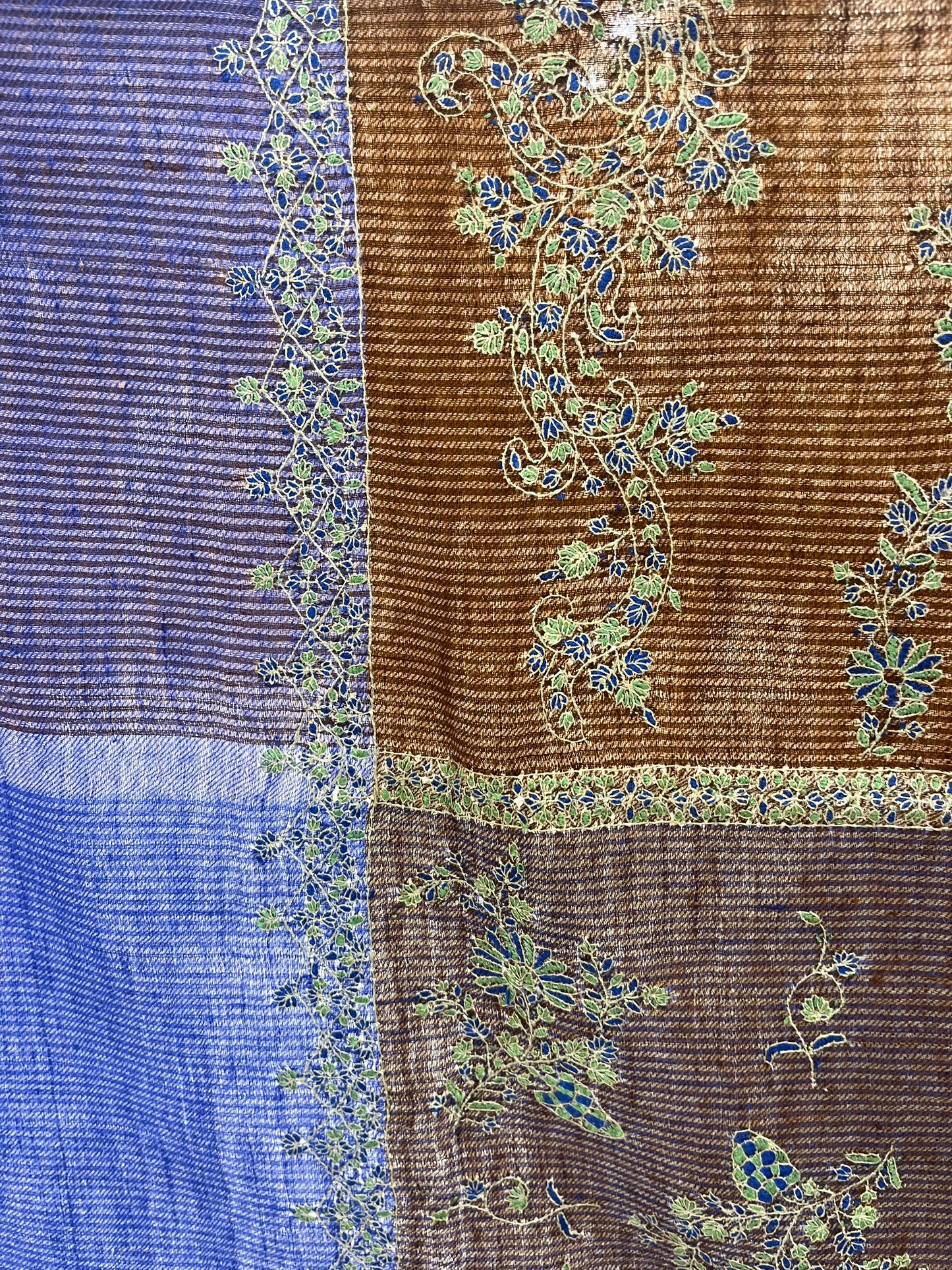 Pashmina Wine & Blue Handwoven Designer Stole