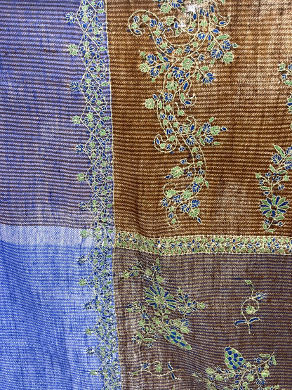 Pashmina Wine & Blue Handwoven Designer Stole