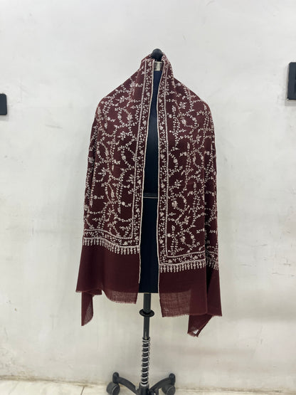 Pashmina Burgundy Heritage Embroidery Shawl