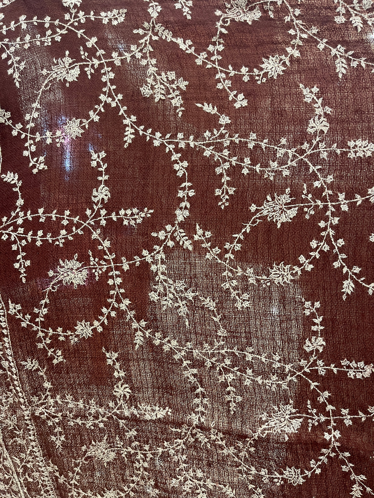 Pashmina Burgundy Heritage Embroidery Shawl
