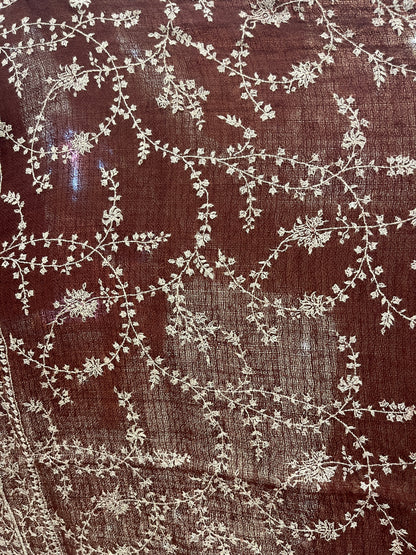 Pashmina Burgundy Heritage Embroidery Shawl