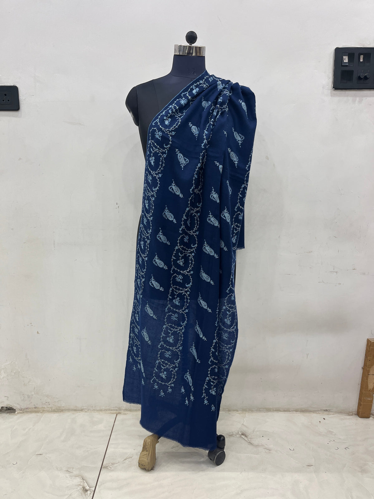 Pashmina Midnight Blue Kashmiri Embroidered  Premium Shawl